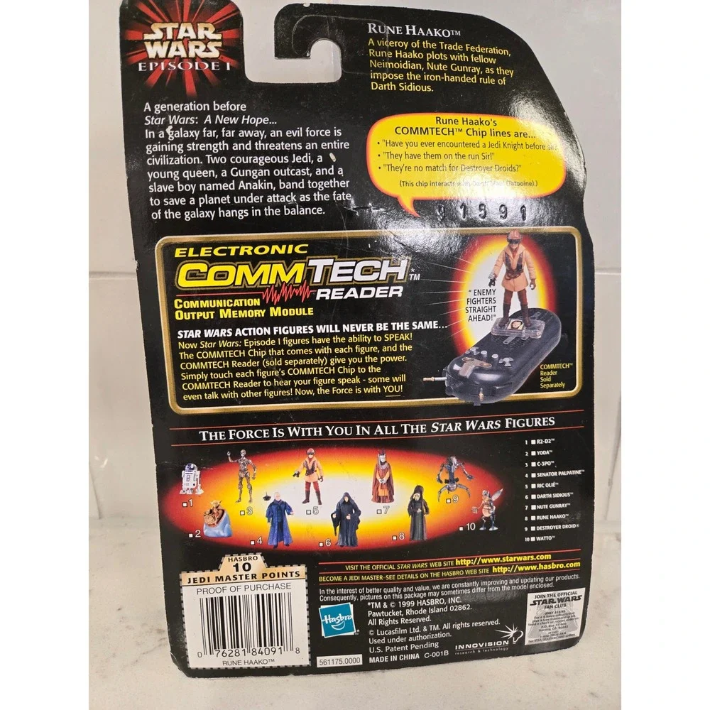 Star Wars Episode I Rune Haako Action Figure Hasbro 1999 CommTech Chip 84091